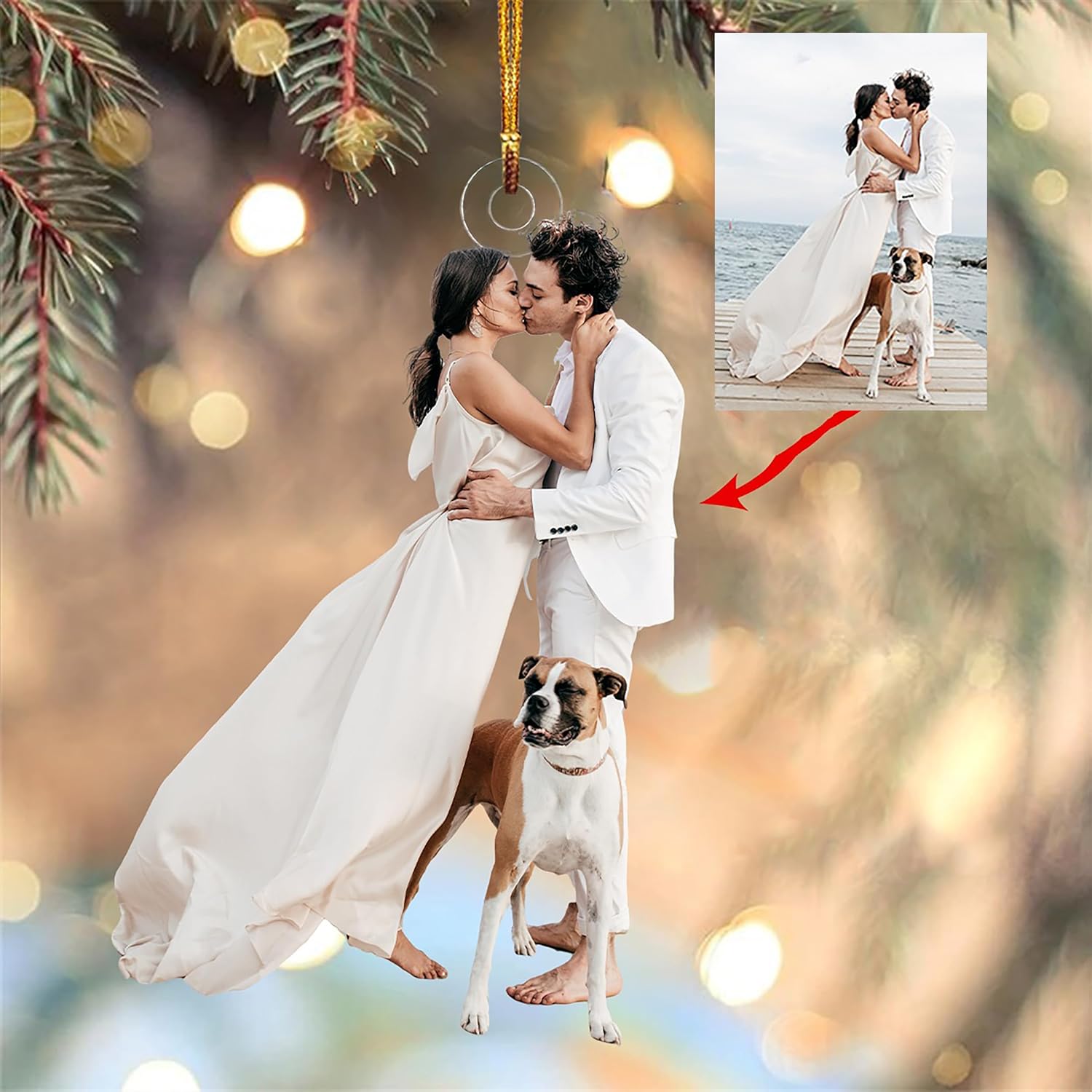 Custom Photo Gifts For Couple, Upload Wedding Photo Christmas Ornament 13pgxx290824 - Ornament - GoDuckee