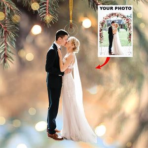 Custom Photo Gifts For Couple, Upload Wedding Photo Christmas Ornament 12pgxx290824 - Ornament - GoDuckee