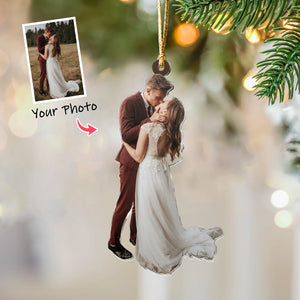 Custom Photo Gifts For Couple, Upload Wedding Photo Christmas Ornament 19pgxx290824 - Ornament - GoDuckee