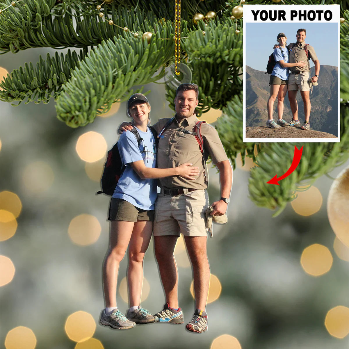 Custom Photo Gifts For Couple, Upload Couple Photo Christmas Ornament 14pgxx290824 - Ornament - GoDuckee