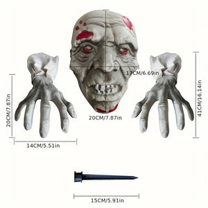 Halloween Yard Decorations, Scary Plastic Hands and Skull 02ACXX081024 - - GoDuckee