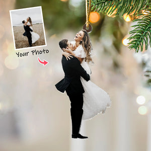 Custom Photo Gifts For Couple, Upload Wedding Photo Christmas Ornament 12pgxx290824 - Ornament - GoDuckee