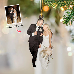 Custom Photo Gifts For Couple, Upload Wedding Photo Christmas Ornament 19pgxx290824 - Ornament - GoDuckee