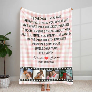 You Are My Farvorite Person, You Make Me Happy - Custom Couple Photo Blanket - Gift For Couple, Annivesary Celebrates, Valentine's Gifts - Blanket - GoDuckee