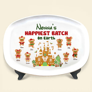 Nonna's Happiest Batch, Cute Gingerbreadman, Personalized 05HTDT091123 Resin Plate, Christmas Gift For Family - Resin Plate - GoDuckee