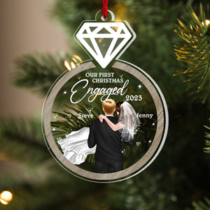 Our First Christmas Engaged, Couple Gift, Personalized Acrylic Ornament, Married Couple Ornament, Christmas Gift 03NAPO280723TM - Ornament - GoDuckee