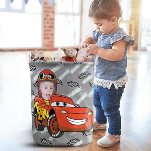 Personalized Custom Photo Gifts For Kids Driving Car Laundry Basket 02KAPU031224 - Laundry Basket - GoDuckee