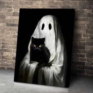 Black Cat And Ghost Canvas Print 04acxx200824 Halloween Gifts - Poster & Canvas - GoDuckee