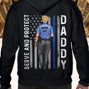Daddy Serve And Protect- Gift For Dad- Personalized Shirt- Father's Day Shirt- Police Dad - Shirts - GoDuckee