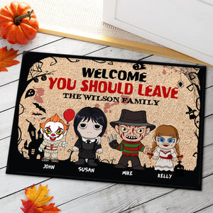 Welcome, You Should Leave, Gift For Family, Personalized Doormat, Horror Family Doormat 03NAHN210723HA - Doormat - GoDuckee