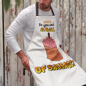 Personalized Gifts For Couple Aprons Do You Want A Ball Of Sausage - Aprons - GoDuckee