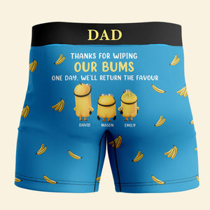 Personalized Gifts For Dad Men's Boxers Dad Thanks For Wiping Our Bums 02HTMH260124 - Boxers & Briefs - GoDuckee