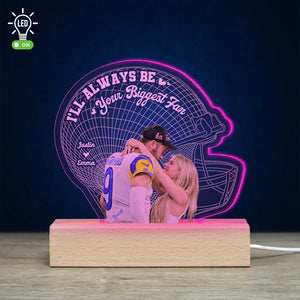 Football Couple I'll Always Be Your Biggest Fan, Personalized 3D Led Light Upload Photo, Gift For Boyfriend - Led Night Light - GoDuckee