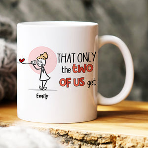 Love Is Calling Each Other Names, Gift For Couple, Personalized Mug, Stick Couple Coffee Mug, Couple Gift - Coffee Mug - GoDuckee