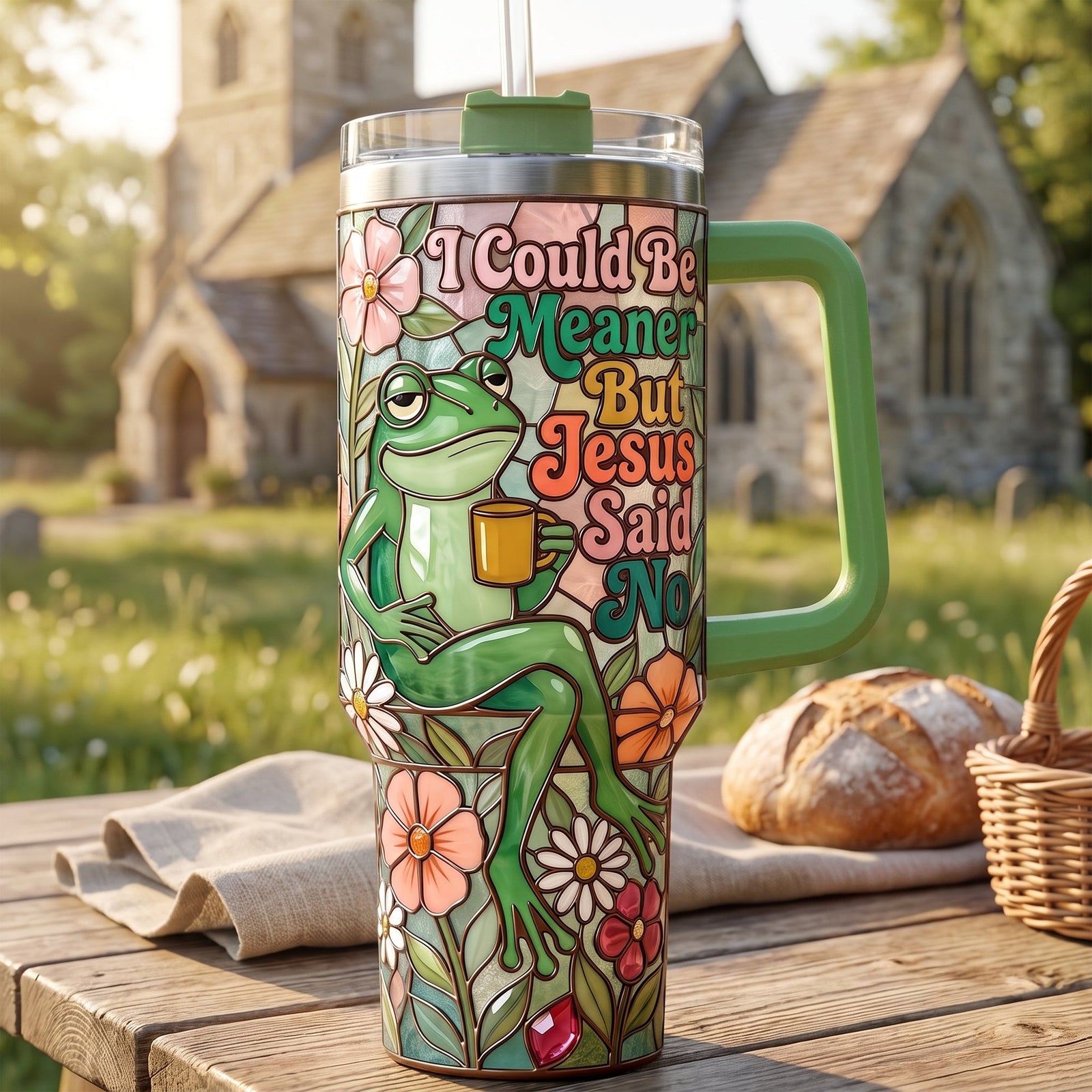 Jesus Mean Frog Tumbler With Handle - Personalized Gifts For Christian 01PAQN170726 - Tumbler Cup - GoDuckee