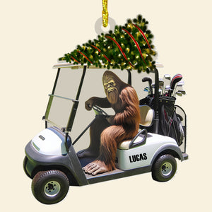 Personalized Gifts For Golfer Christmas Ornament, Bigfoot Riding Golf Cart 04QHTN240924 - Ornament - GoDuckee