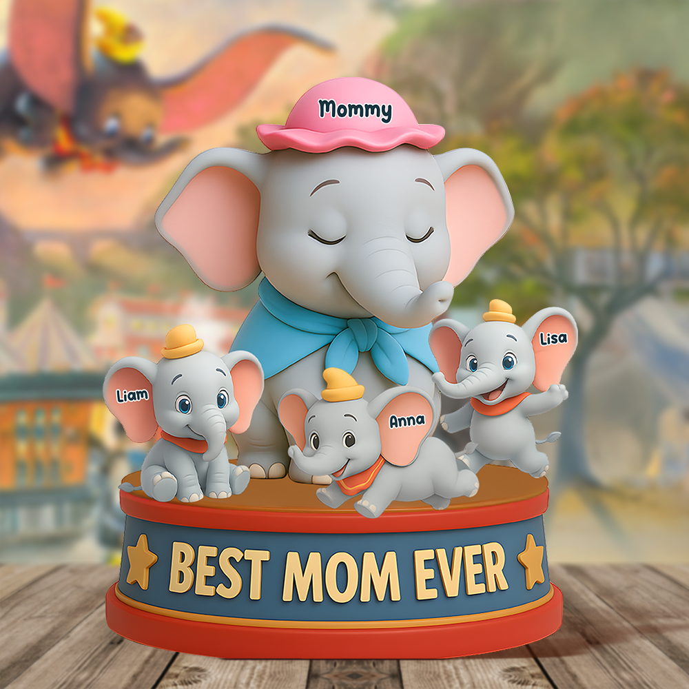 Personalized Gifts For Elephant Mom Acrylic Plaque, Happy Mom 01NAPU140425 - Shaped Plaques - GoDuckee