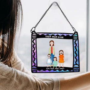 Personalized Gifts For Mom Window Hanging Suncatcher Ornament Best Mom Ever 03ACDT030325HG - Ornament - GoDuckee