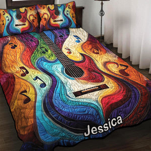 Personalized Colorful Rainbow Guitar For Guitar Lovers Quilt Bedding Set Special Line 07QNQN301224 - Blanket - GoDuckee