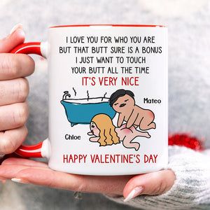 I Just Want To Touch Your Butt All The Time, Personalized Accent Mug, Funny Couple Gifts - Coffee Mug - GoDuckee