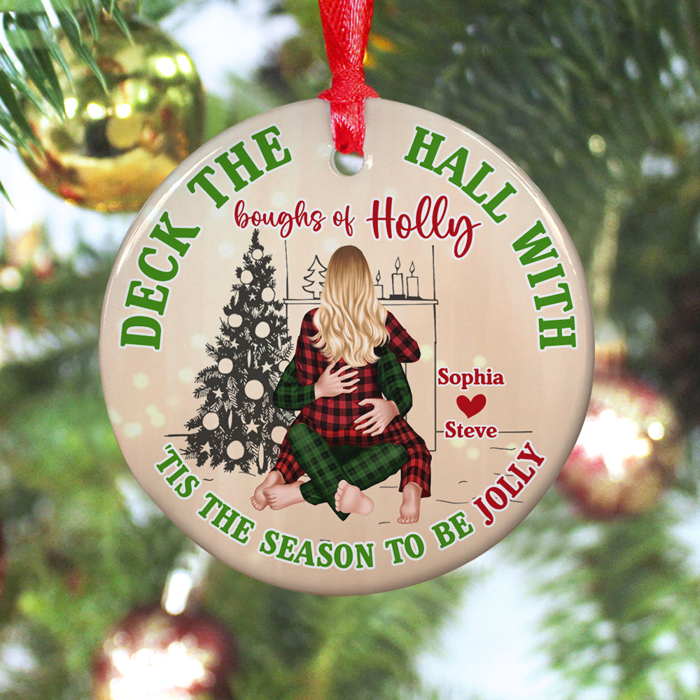 Romantic Couple, Love You Forever And Ever, Personalized Ornament, Couple Gifts, Gifts For Him/Her, Unique Christmas Gifts, Christmas Tree Decorations - Ornament - GoDuckee