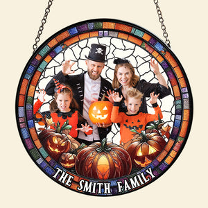 Custom Photo Gifts For Family Stained Glass 02dgtn120924 Halloween Pumpkin - Ornament - GoDuckee