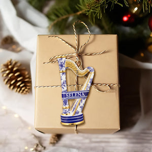 Harp Toile de Jouy Ornament - Personalized Gift For Music Lovers 03PGLU151025 - Ornament - GoDuckee