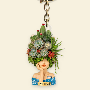 Pot Head Succulent & Cactus Girl - Personalized Gifts For Gardening Girl 01qhpu040625 - Keychains - GoDuckee