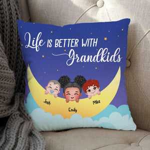 Life Is Better With Grandkids, Personalized Pillow, Grandkids Moon Night Pillow 02OHHN030823HH - Pillow - GoDuckee