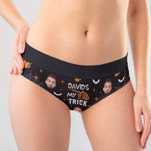 Personalized Gifts For Couple Boxer Briefs Halloween Trick Treat Custom Face Photo 05XQQN010824 - Boxer Briefs - GoDuckee