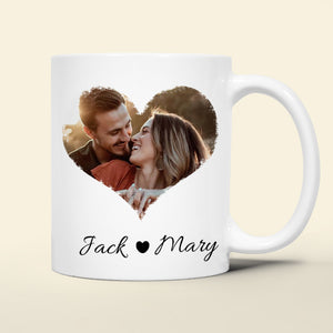 Couple Heart Upload Photo, Personalized Coffee Mug, Valentine Gift, Birthday Gift For Him/Her - Coffee Mug - GoDuckee