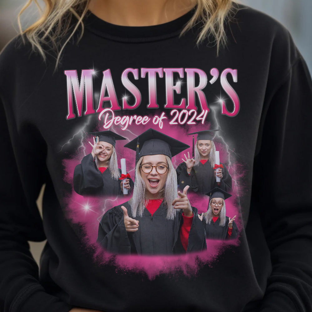 Master's Degree Of 2024, Custom Photo Bootleg Shirt, Gift For Graduates Master's Degree Of 2024, Custom Photo Bootleg Shirt, Gift For Graduates