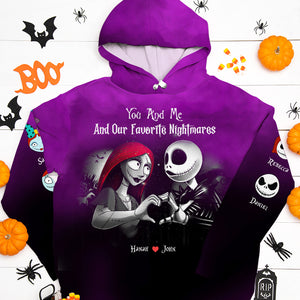 You And Me And Our Favorite Nightmares, Couple Gifts, Personalized Shirt, Horror Kids Shirt, Halloween Gift 01OHHN230923 - AOP Products - GoDuckee