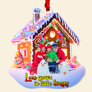 Custom Photo Gifts For Family Ornament, Love Grows In Little Houses 02TGPU240924 - Ornament - GoDuckee