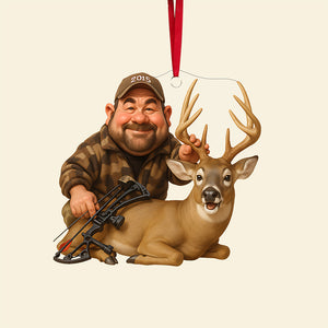 Caricature Art Hunting Ornament - Custom Photo Gifts For Hunting Lovers 03ohta210825 - Ornament - GoDuckee