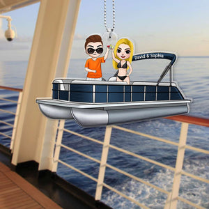 Customized Pontoon Adventure, Personalized Car Ornament, Gifts For Water Lovers, Gifts For Pontoon Lovers - Ornament - GoDuckee