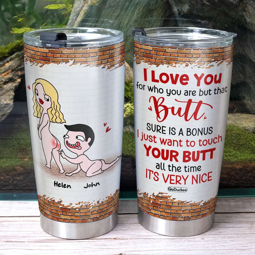 Personalized Funny Couple Tumbler - All My Naughty Thoughts Involve Me -  GoDuckee