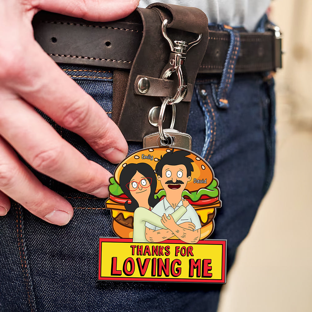 Personalized Gifts For Couple Keychain Thanks For Loving Me 06XQQN060225HG - Keychains - GoDuckee