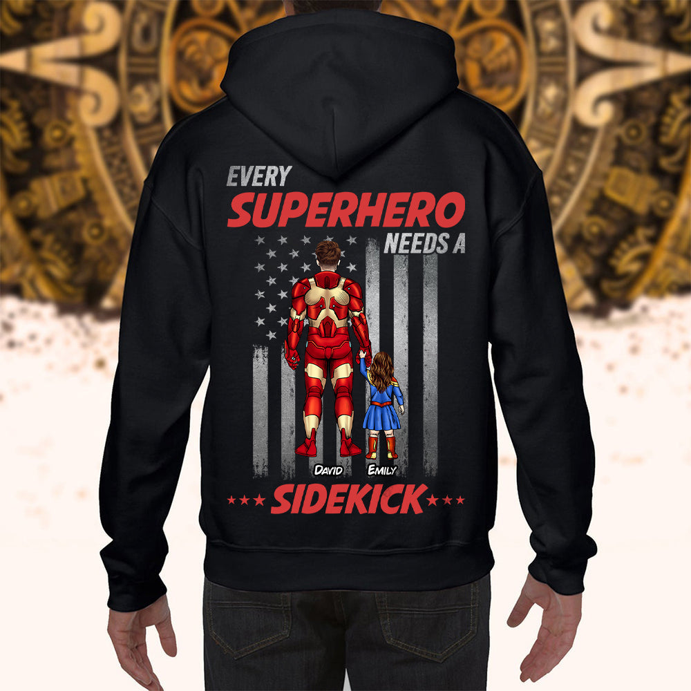 Every Super Dad Needs A Sidekick Personalized Shirt - Gift For American Dad - Shirts - GoDuckee