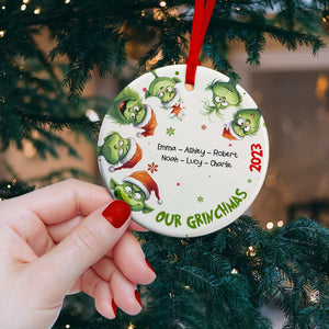 Gift For Family, Personalized Ceramic Ornament, Green Family Ornament, Christmas Gift 05OHHN231023 031123 - Ornament - GoDuckee