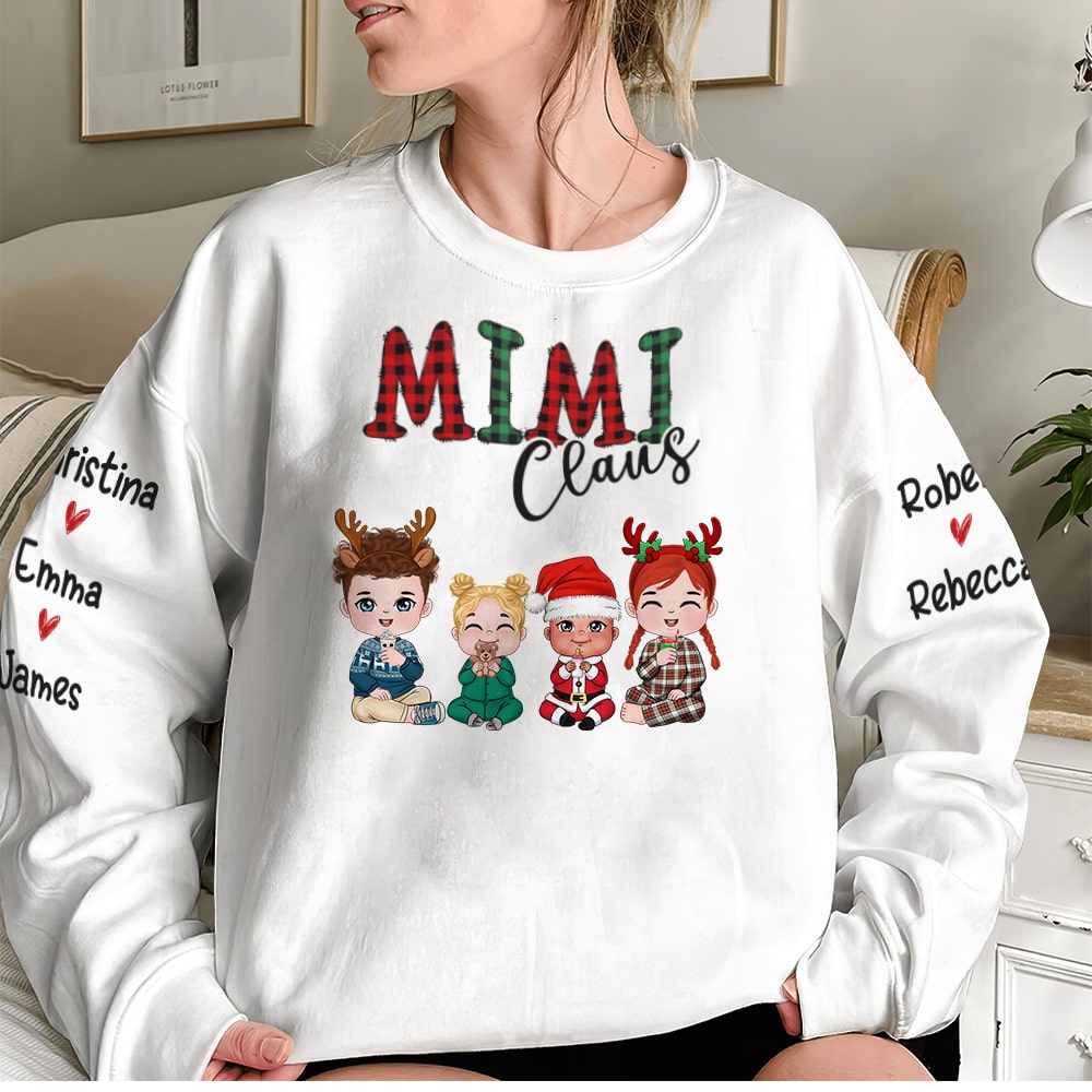 Mimi Claus, Personalized Family Shirt, Cute Grandkids, Christmas Gift For Grandma, Grandma Shirt