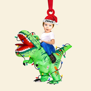 Custom Photo Gifts For Kids Christmas Ornament 01natn300824 Funny Kid Riding - Ornament - GoDuckee