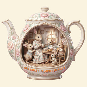 Easter Grandma's Cozy Bunny Tea Party – Personalized Gifts For Grandma 03natn250226 - Shaped Plaques - GoDuckee