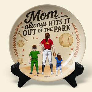 Baseball Mom Ceramic Round Plate - Personalized Gift For Mom 04TGPU140425PA - Ceramic Round Plate - GoDuckee