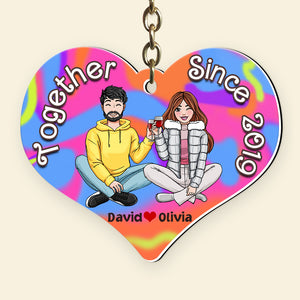 Couple Drinking Wine, Personalized Keychain, Gifts For Couple 05ACDT131223HH - Keychains - GoDuckee