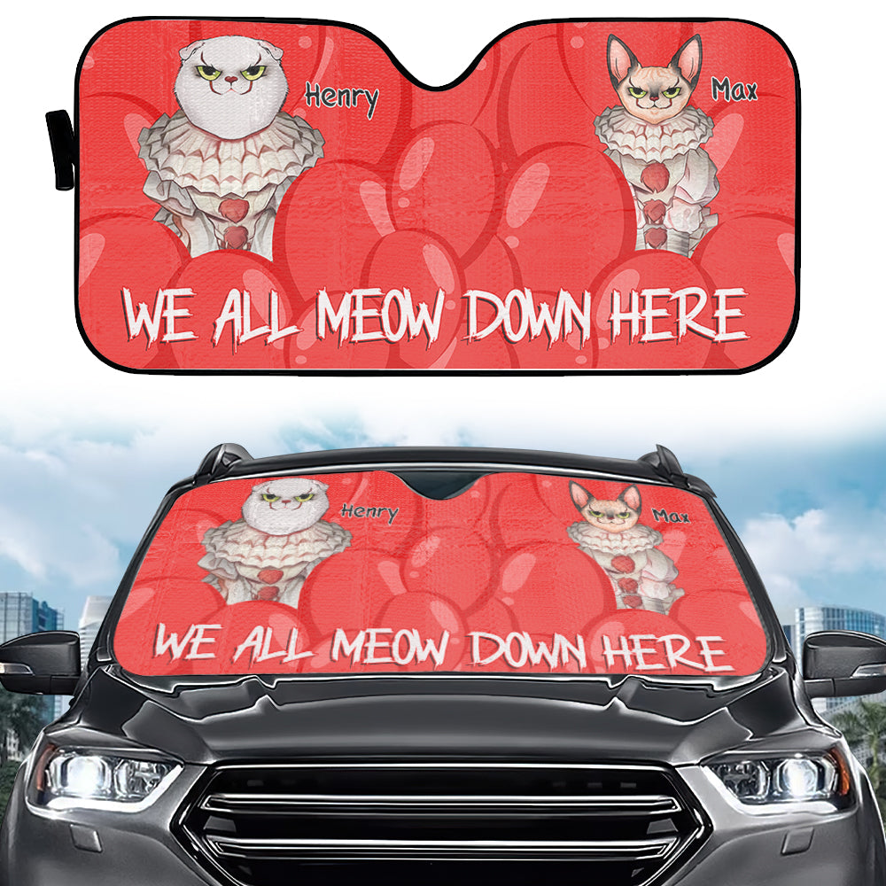 We All Meow Down Here, Personalized Windshield Sunshade, Gifts For Cat Lovers - Doormat - GoDuckee