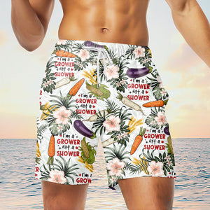 I'm A Grower Not A Shower - Funny Men Beach Shorts - Gifts For Farmer & Plant Lover - Gift For Him - Beach Shorts - GoDuckee