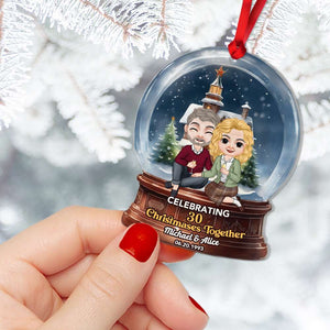 Celebrating Christmas Together, Couple Gift, Personalized Acrylic Ornament, Snowball Couple Ornament, Christmas Gift - Ornament - GoDuckee