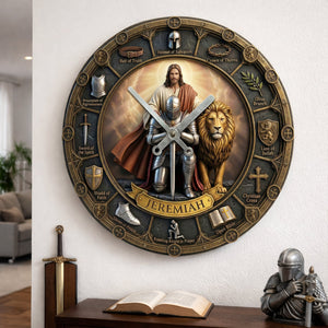 Kneeling Knight Acrylic Hanging Wall Clock - Personalized Gifts For Christian 01hulu060326 - Hanging Wall Clock - GoDuckee