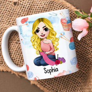 Personalized Gifts For Knitting Lover Coffee Mug 04hudc290724hh Beautiful Girl Knitting At Home - Coffee Mug - GoDuckee